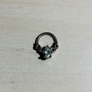 Elegant Silver Septum Ring with Middle Gemstone